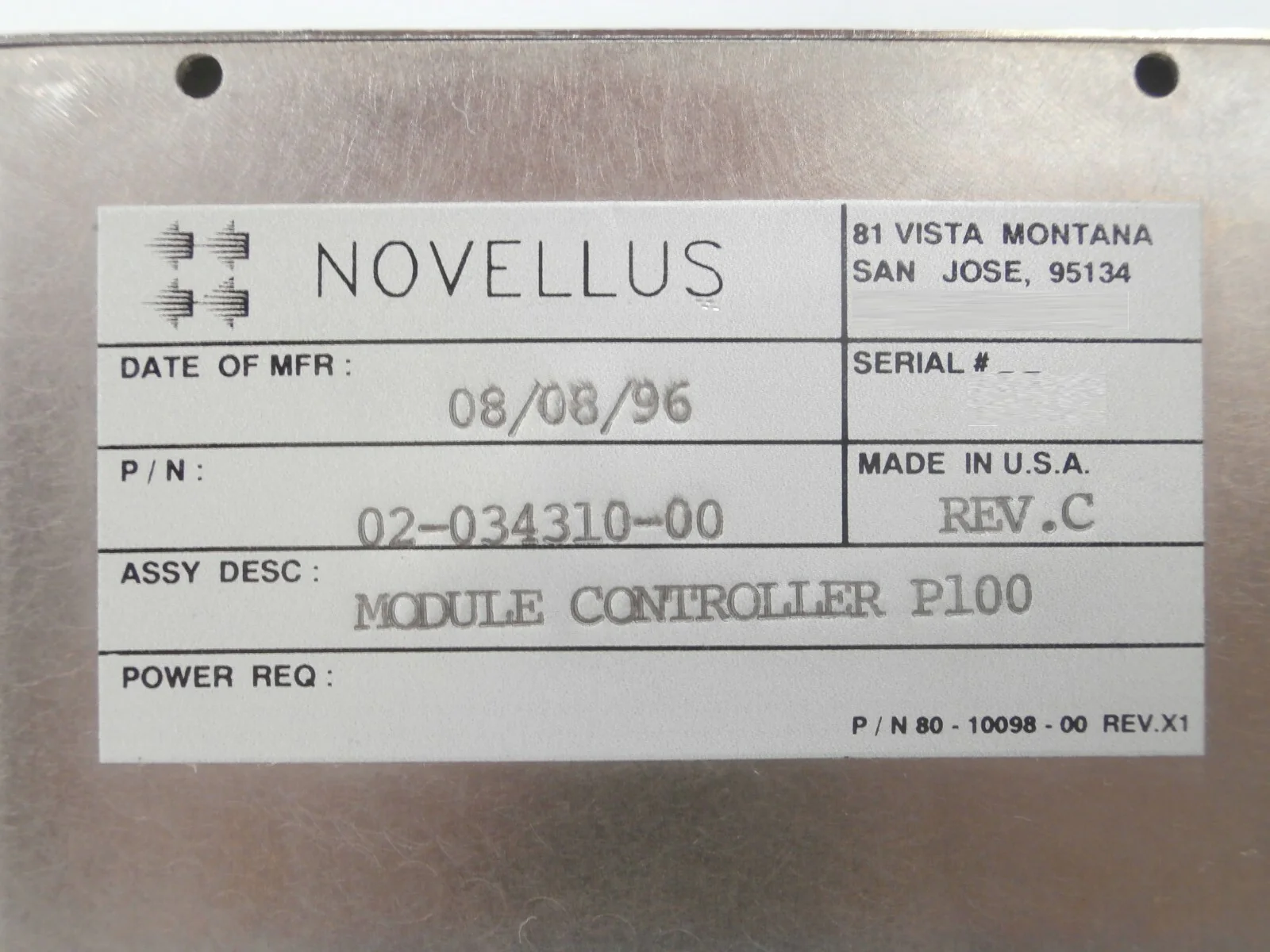 Novellus Systems 02-034310-00 Module P100 Controller 647633-203 No Cards Surplus - Image 10