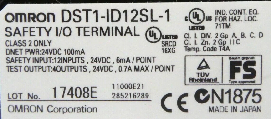 Omron DST1-ID12SL-1 Safety I/O Terminal 24VDC TEL DS049-001917-1 New Surplus - Image 8