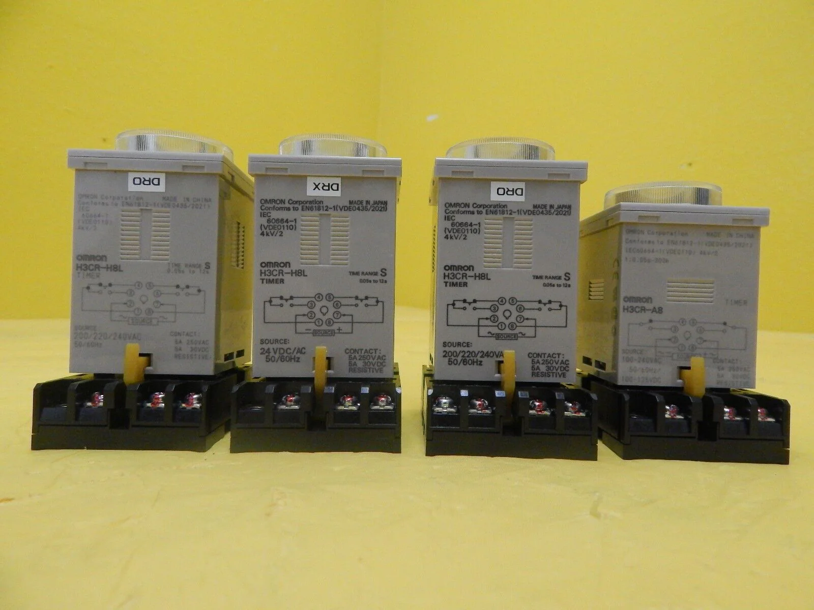 Omron H3CR Analog Timer Lot of 4 H3CR-H8L H3CR-A8 TEL Tokyo Electron PR300Z Used - Image 2