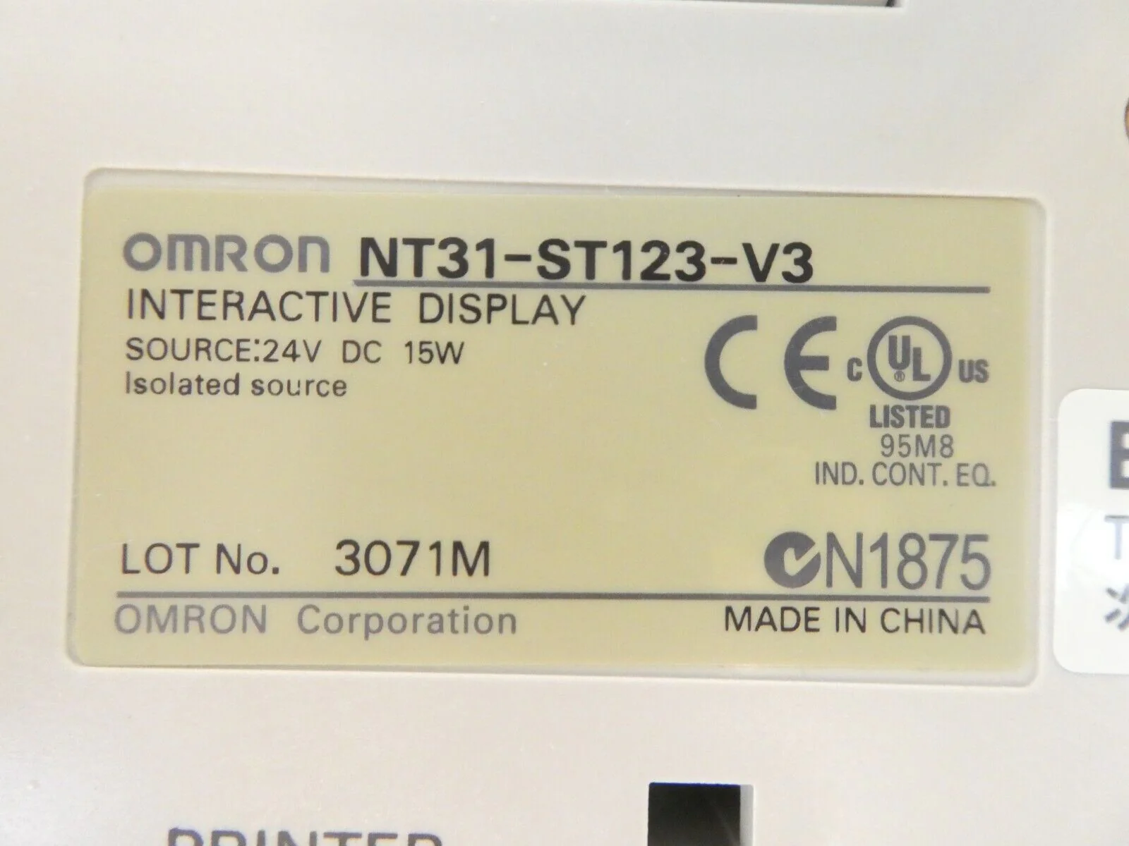 Omron NT31-ST123-V3 Programmable Terminal HMI Touchscreen Display Working Spare - Image 9