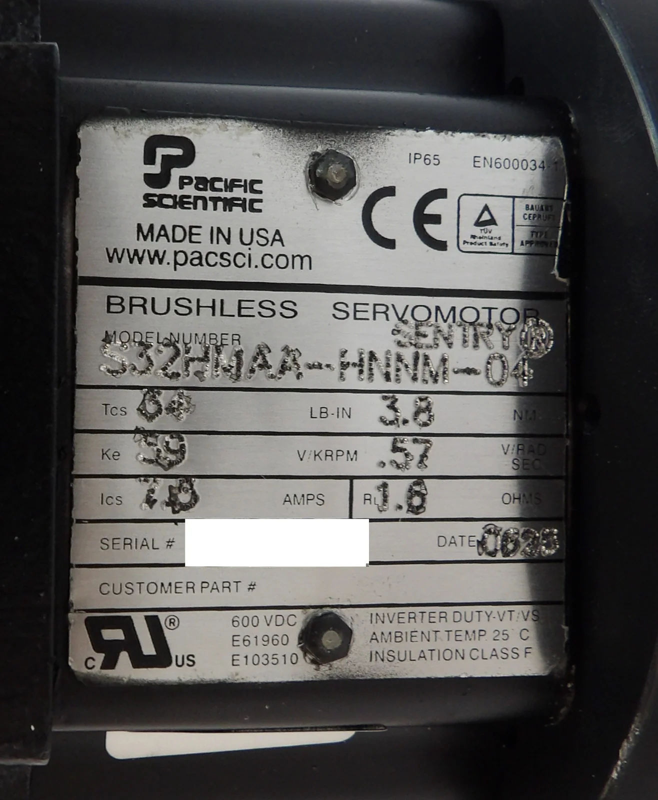 Pacific Scientific S32HMAA-HNNM-04 Servo Motor AMAT 1080-00010 Working Surplus - Image 11