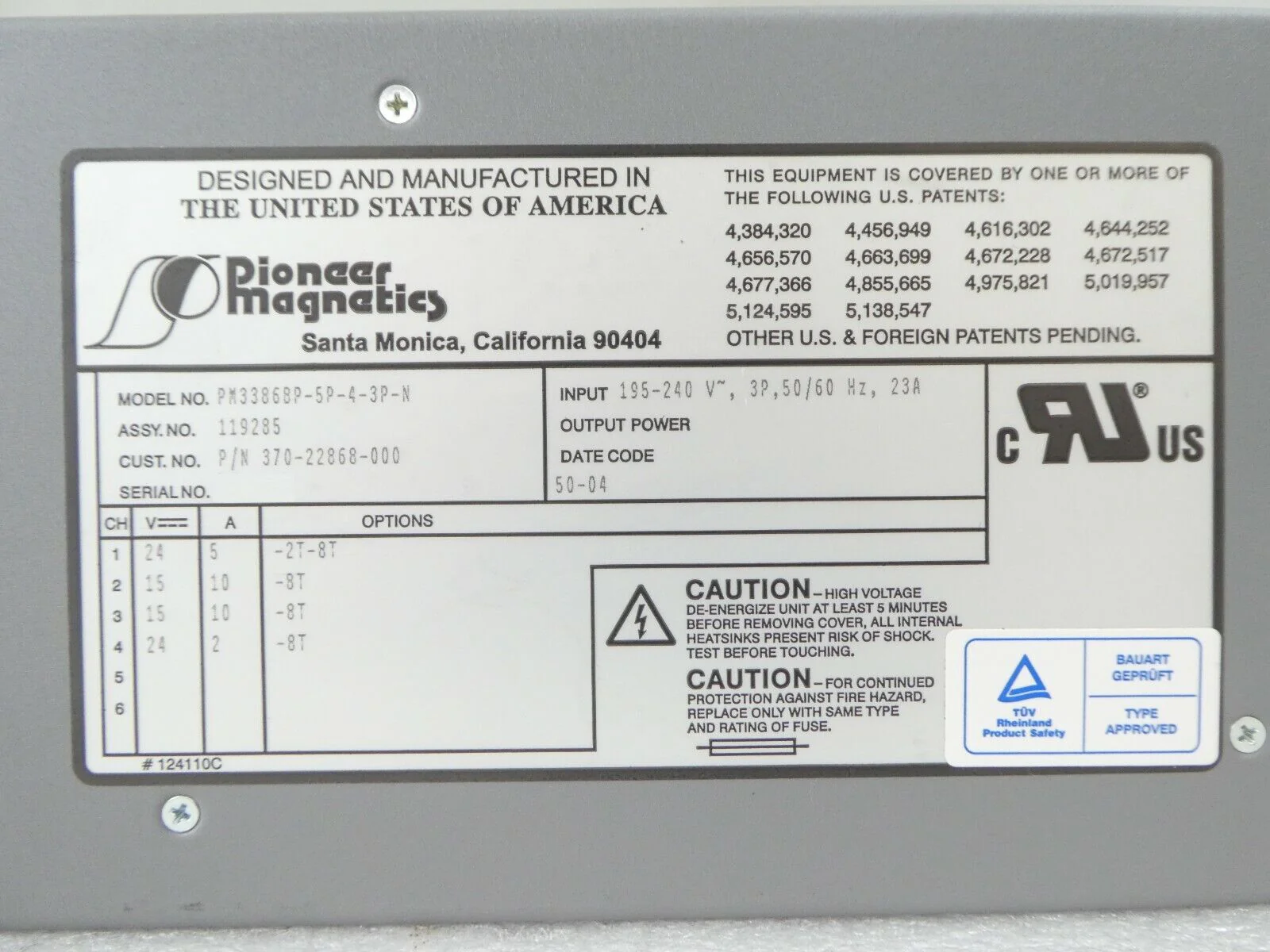 Pioneer Magnetics 119285 Linear Power Supply KLA-Tencor 370-22868-000 eS31 Spare - Image 9