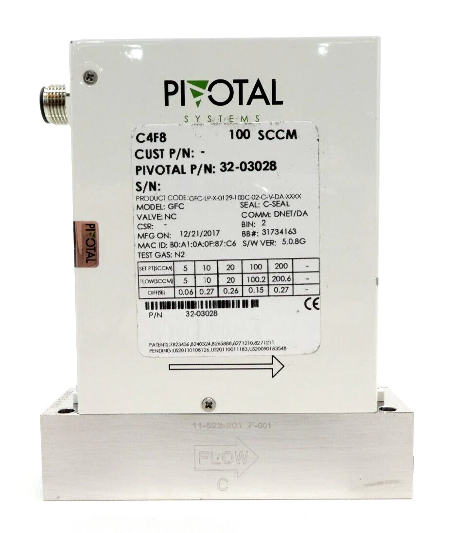 Pivotal Systems 32-03028 Mass Flow Controller MFC 100 SCCM C4F8 New Surplus - Image 4