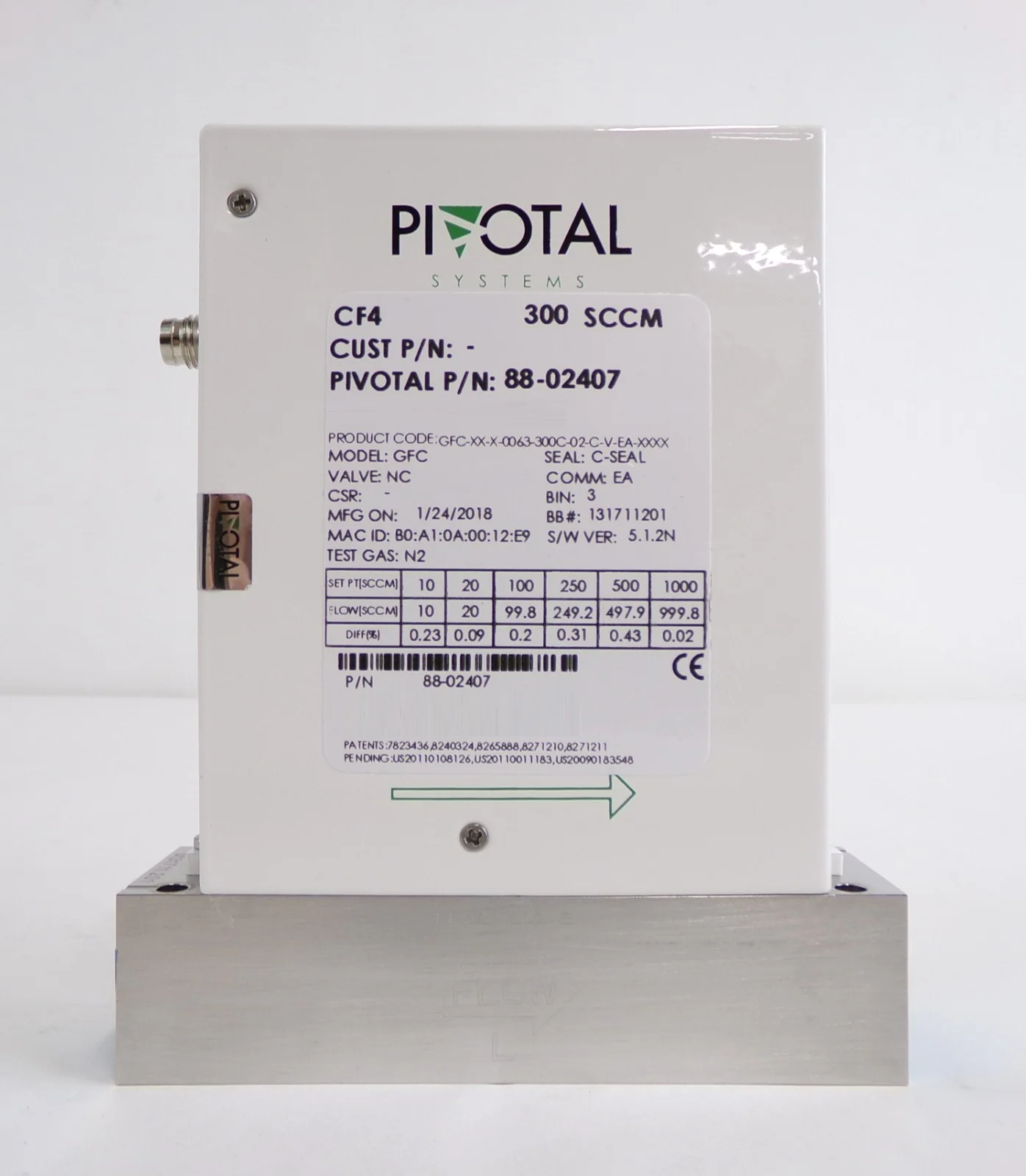 Pivotal Systems 88-02407 Mass Flow Controller MFC 300 SCCM CF4 New Surplus - Image 2