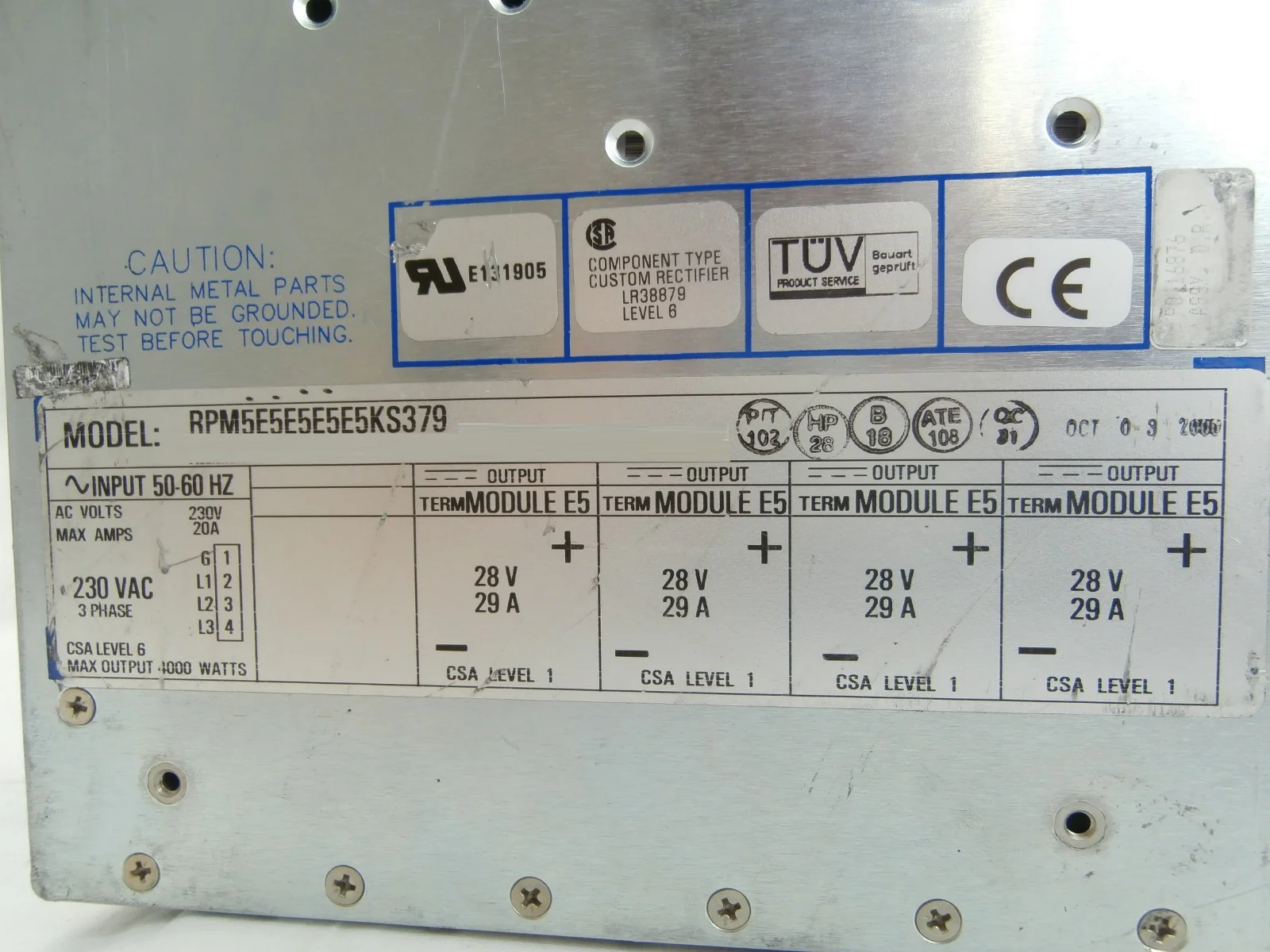 Power-One RPM5E5E5E5E5KS379 Power Supply 4000W Teradyne 405-236-00 A Used - Image 7