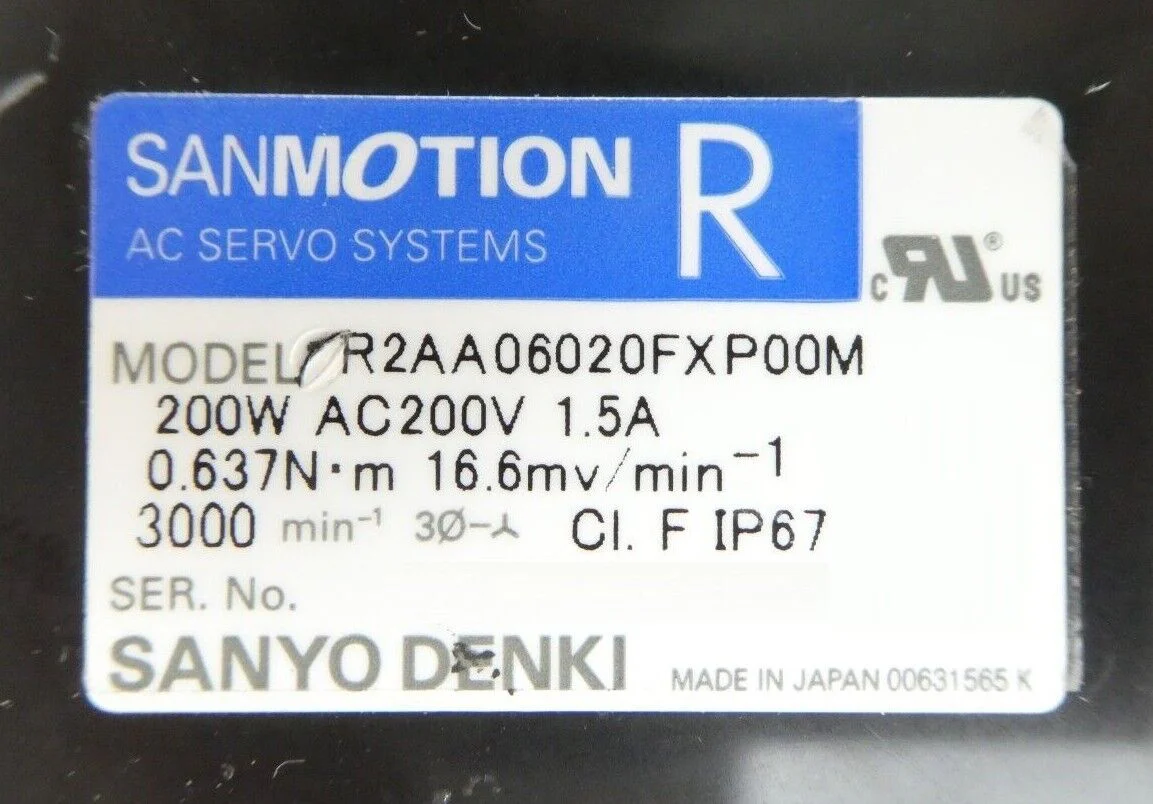 Sanyo Denki R2AA06020FXP00M AC Servo Motor SANMOTION R Working Surplus - Image 8