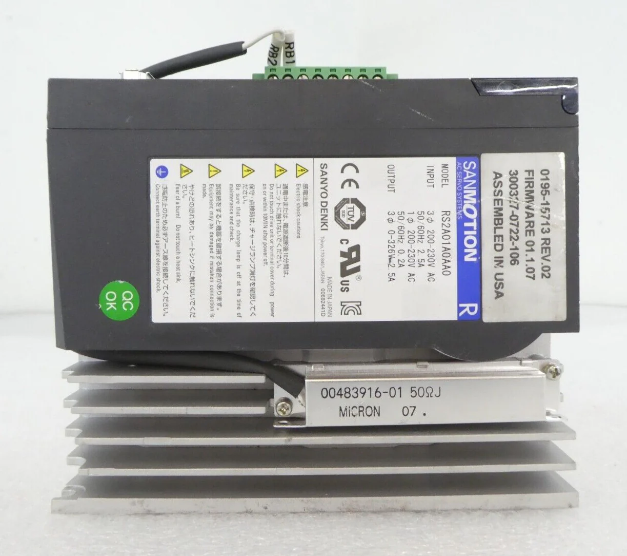 Sanyo Denki RS2A01A0AA0 AC Servo Amplifier SANMOTION R AMAT Working Surplus - Image 5