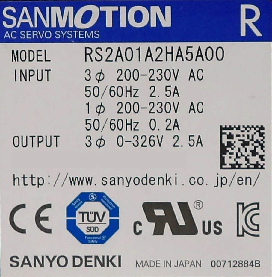 Sanyo Denki RS2A01A2HA5A00 AC Servo Drive SANMOTION R AMAT 0195-14084 Working - Image 7