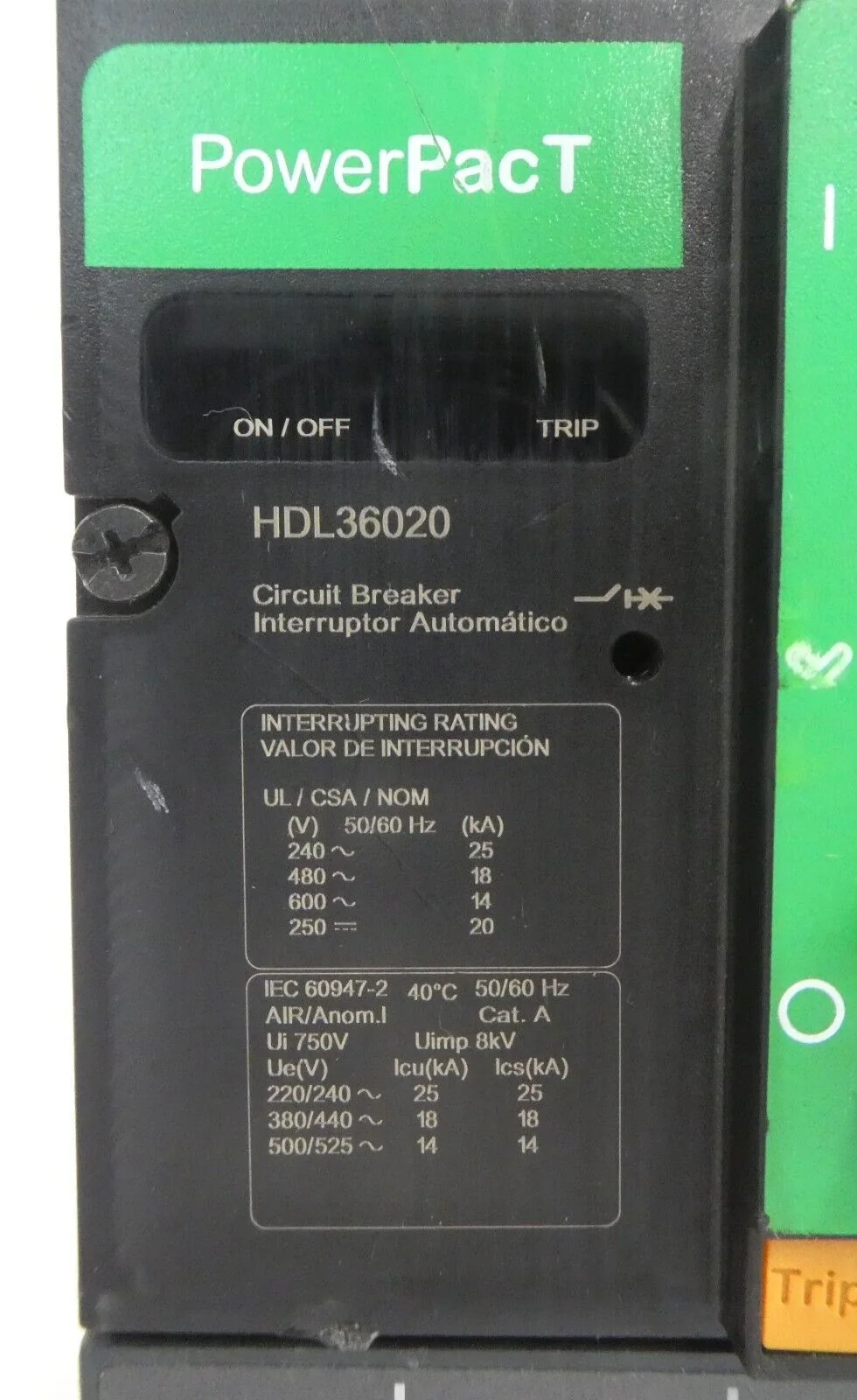 Schneider Electric HDL36020 3-Pole Circuit Breaker PowerPact HD 060 Working - Image 12