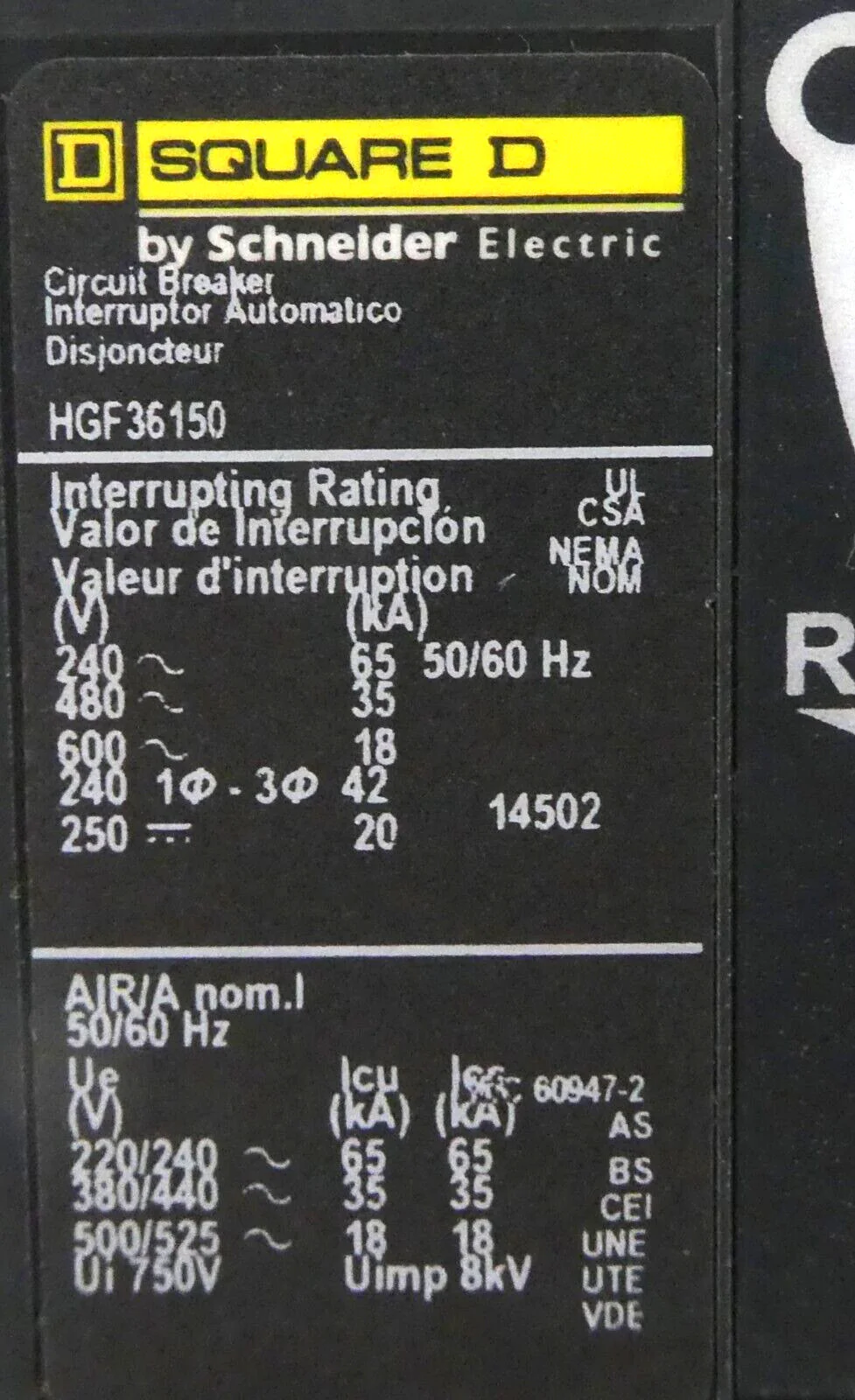 Schneider Electric HGF36150 3-Pole Circuit Breaker PowerPact HG 1504 Working - Image 8