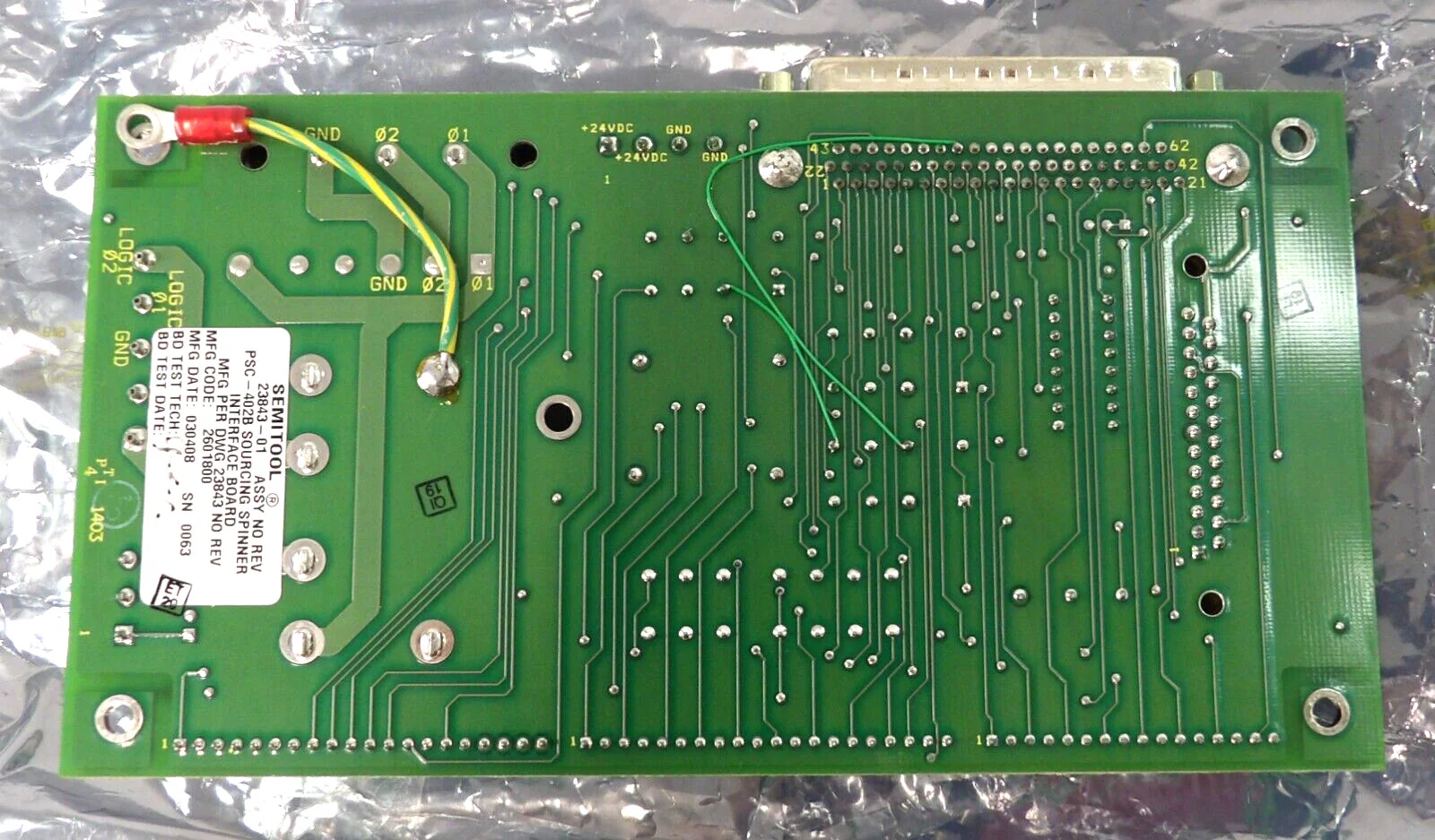 Semitool 23843-01 Sourcing Spinner Interface PCB Board New Surplus - Image 6