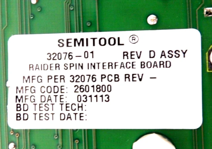 Semitool 32076-01 Raider Spin Interface Assembly PCB Board OEM Refurbished - Image 7