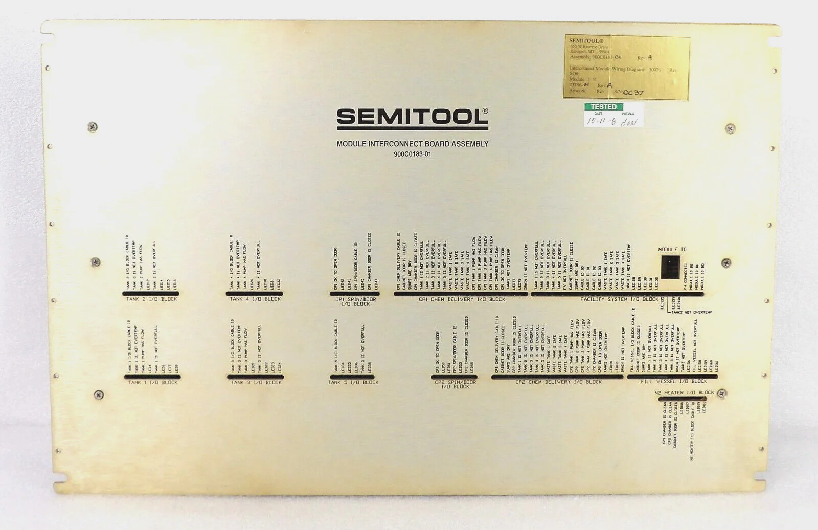 Semitool 900C0183-01 Module Interconnect Board Assembly PCB Working Spare - Image 6