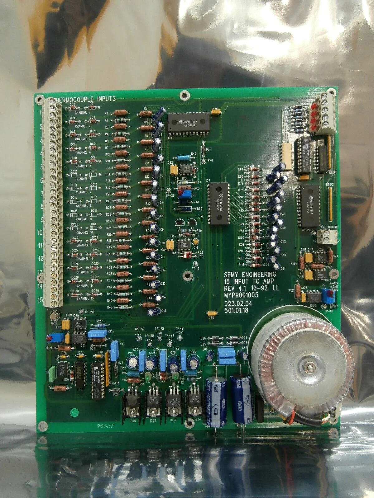 Semy Engineering 501.01.18 15 Input TC AMP Board PCB MYP9001005 Used Working - Image 2