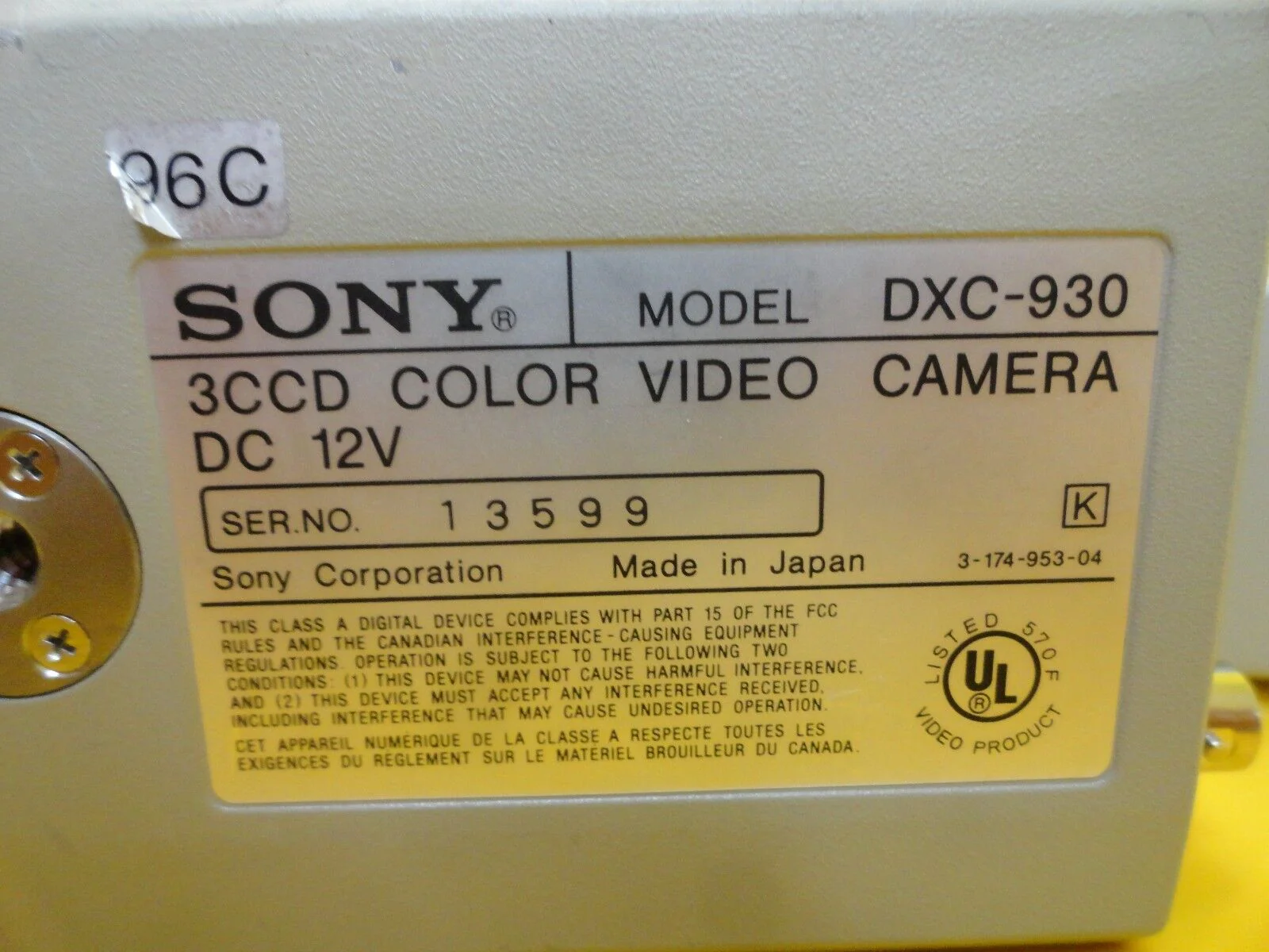 Sony DXC-930 3CCD Camera with CMA-D2CE Adaptor AMAT Orbot WF 720 Used Working - Image 2