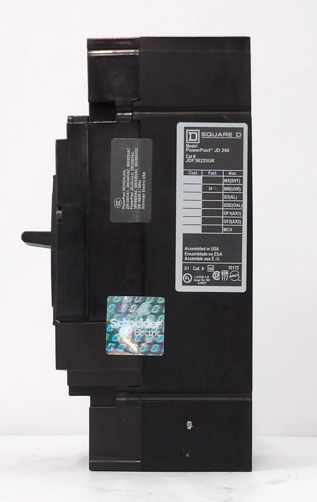 Square D JDF36225UK 3-Pole Circuit Breaker PowerPact JD 250 Working Surplus - Image 2