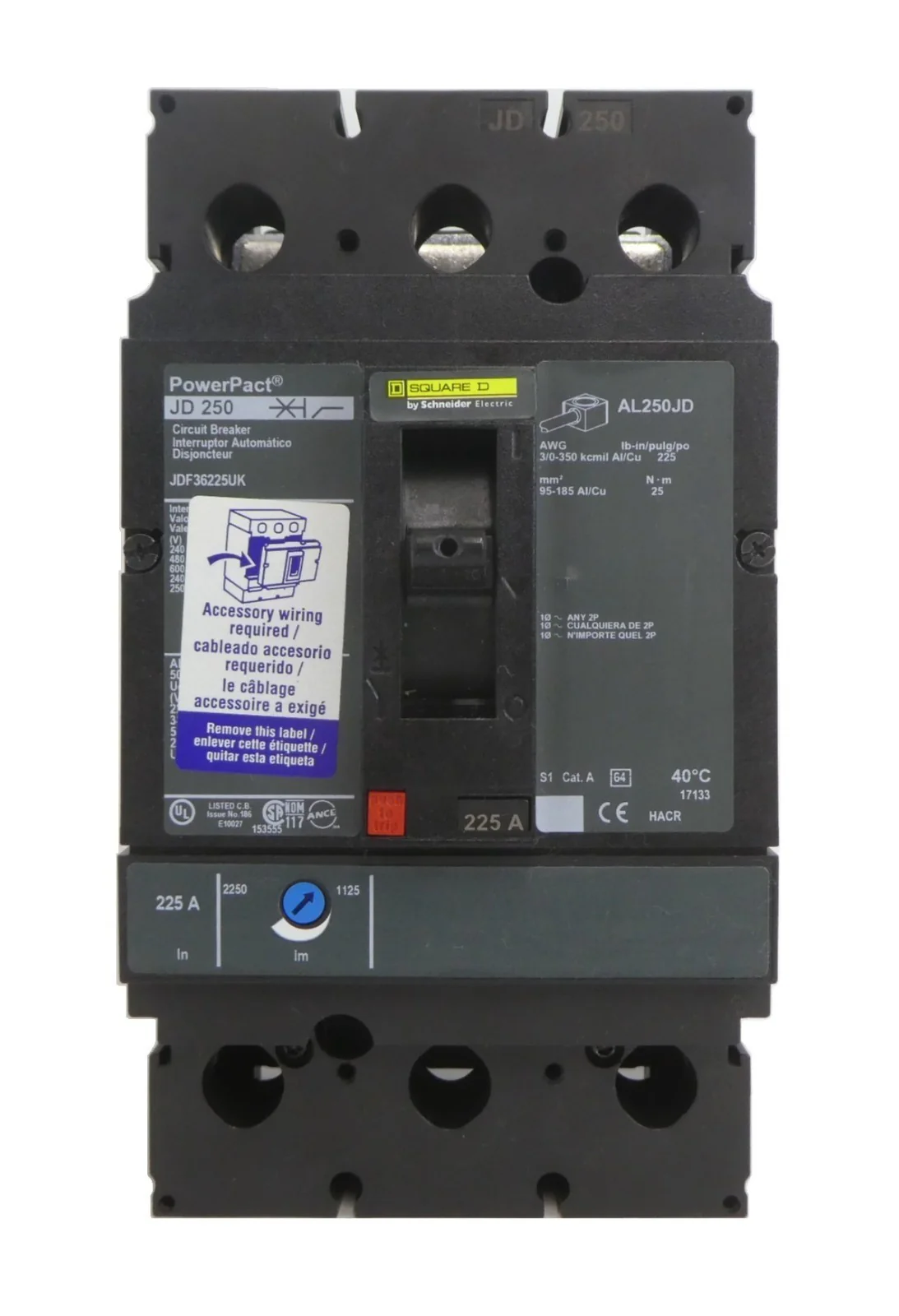 Square D JDF36225UK Circuit Breaker PowerPact JD 250 Schneider New Surplus - Image 2