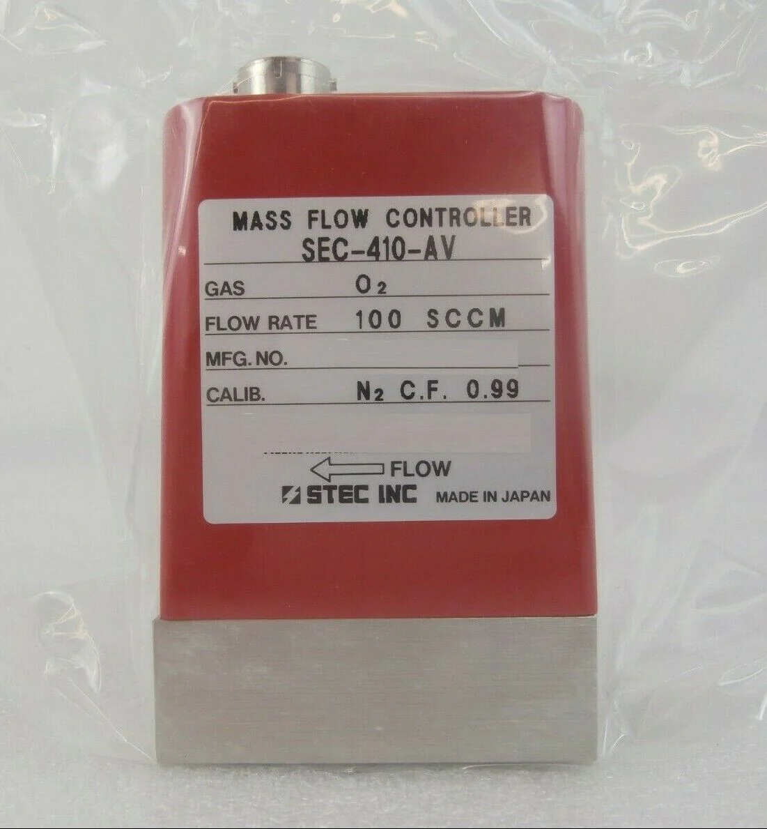 STEC SEC-410-AV Mass Flow Controller MFC SEC-410 000 SCCM O2 New Surplus - Image 3