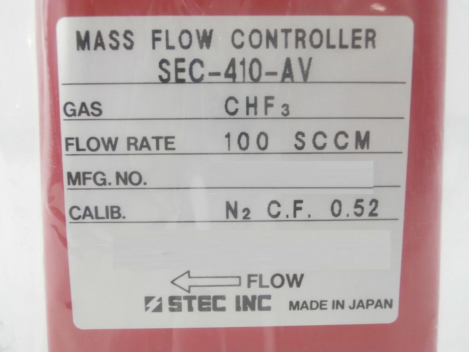 STEC SEC-410-AV Mass Flow Controller MFC SEC-410 100 SCCM CHF3 New Surplus - Image 11