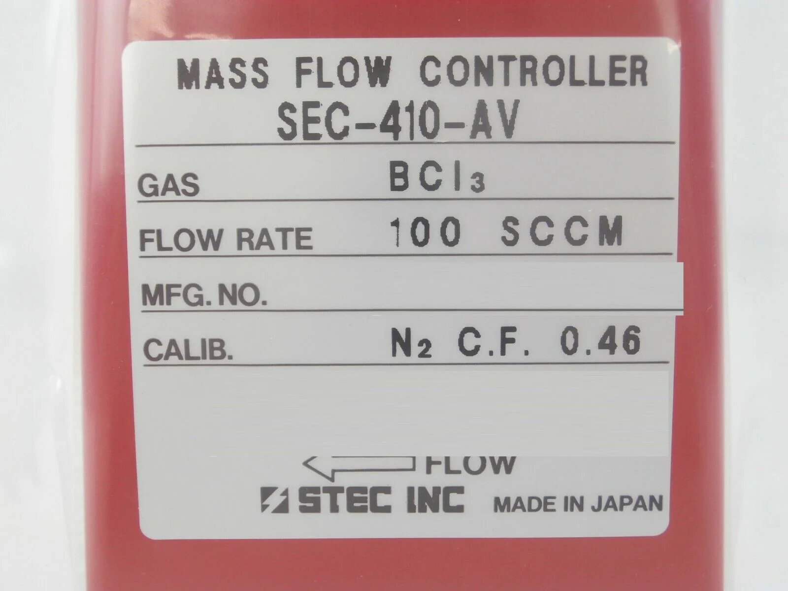 STEC SEC-410-AV Mass Flow Controller MFC SEC-410 100 SCCM HCI New Surplus - Image 11