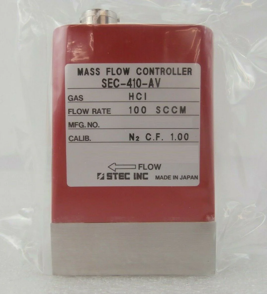 STEC SEC-410-AV Mass Flow Controller MFC SEC-410 100 SCCM HCI New Surplus - Image 3