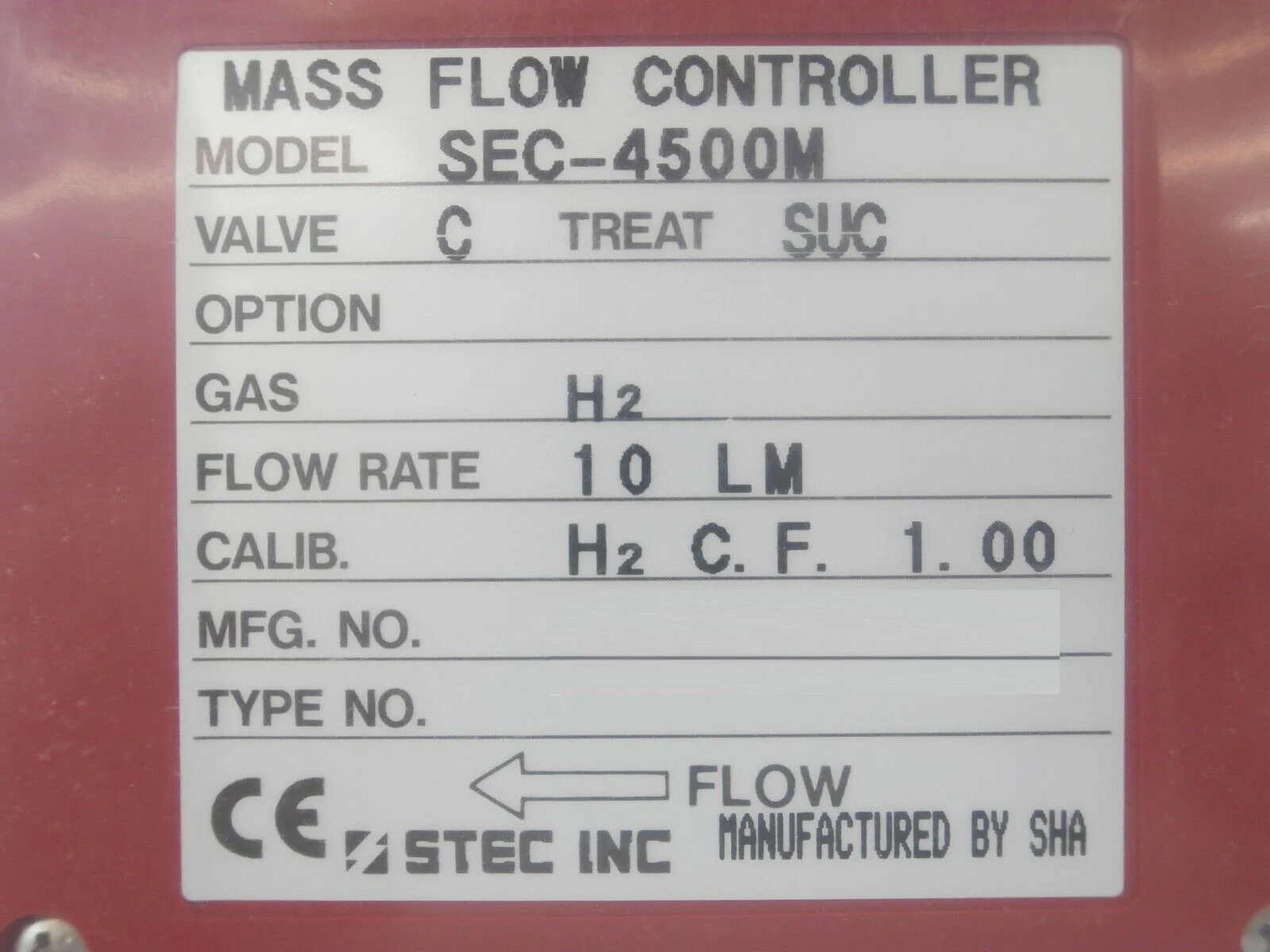 STEC SEC-4500M Mass Flow Controller MFC SEC-4500 10 LM H2 OEM Refurbished - Image 12