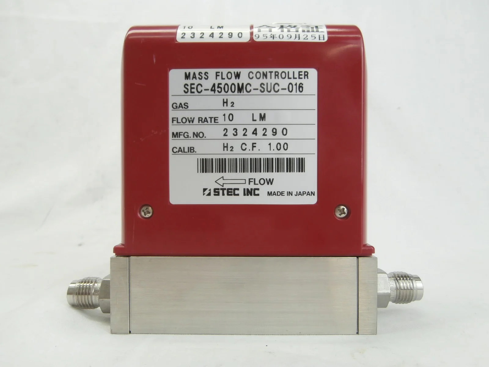 STEC SEC-4500MC-SUC-016 Mass Flow Controller MFC SEC-4500 10 LM H2 Used Working - Image 4