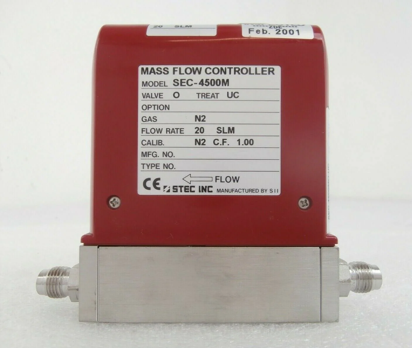 STEC SEC-4500MO-UC Mass Flow Controller MFC SEC-4500 20 SLM N2 Working Surplus - Image 3