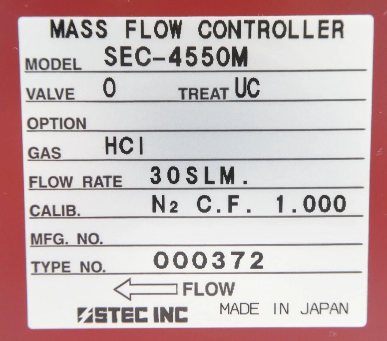 STEC SEC-4550M Mass Flow Controller 30 SLM HCl Reseller Lot of 7 Working - Image 12