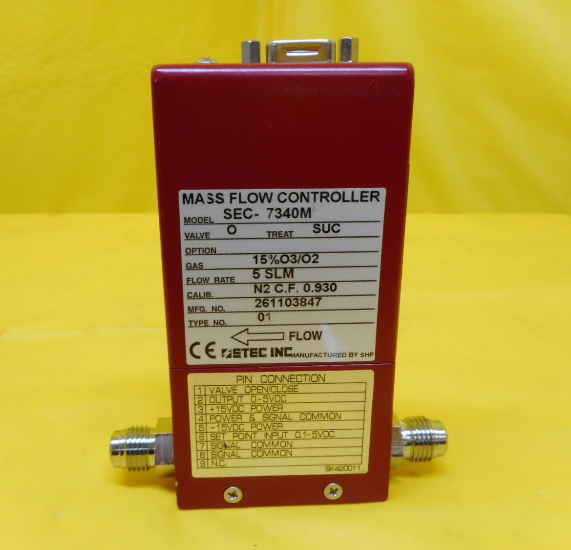 STEC SEC-7340M MFC Mass Flow Controller SEC-7340 5 SLM 15%O3/O2 Used Working - Image 4