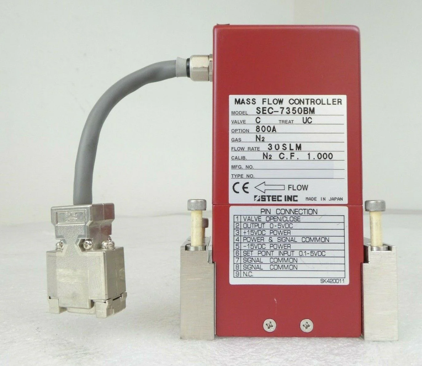STEC SEC-7350BM Mass Flow Controller MFC 30 SLM N2 KLA-Tencor eS31 Working Spare - Image 3