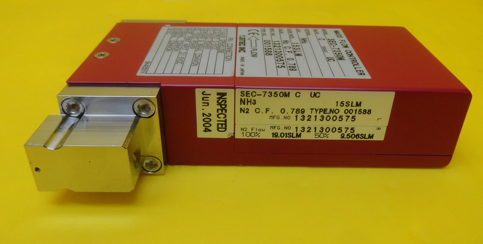 STEC SEC-7350M Mass Flow Controller MFC 15 SLM NH3 SEC-7350 Used Working - Image 3