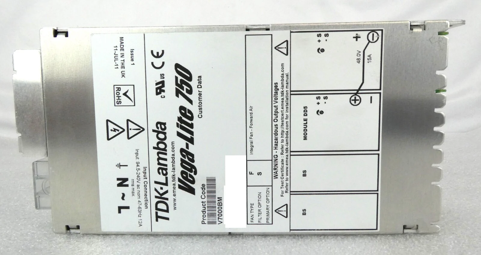 TDK-Lambda V7000BM Power Supply Vega-Lite 750 Sciex Working Surplus - Image 7