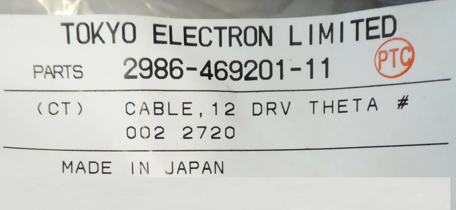 TEL Tokyo Electron 2986-469201-11 Theta-Axis Driver #002 Interface Cable New - Image 12