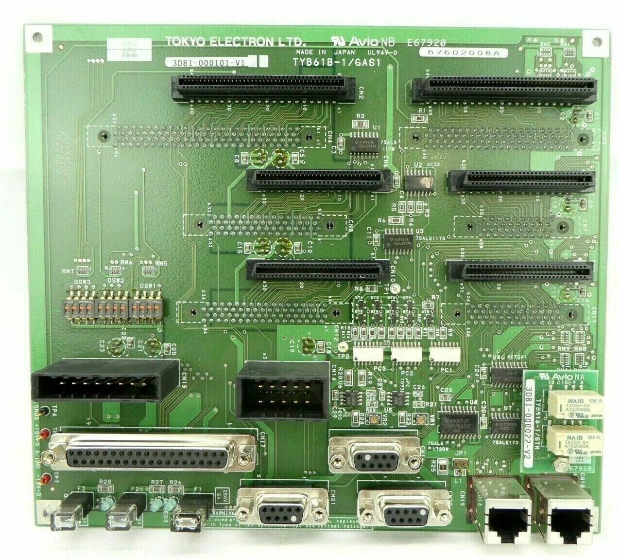 TEL Tokyo Electron 3D81-000101-V1 Gas Interface PCB TYB61B-1/GAS1 Working Spare - Image 2