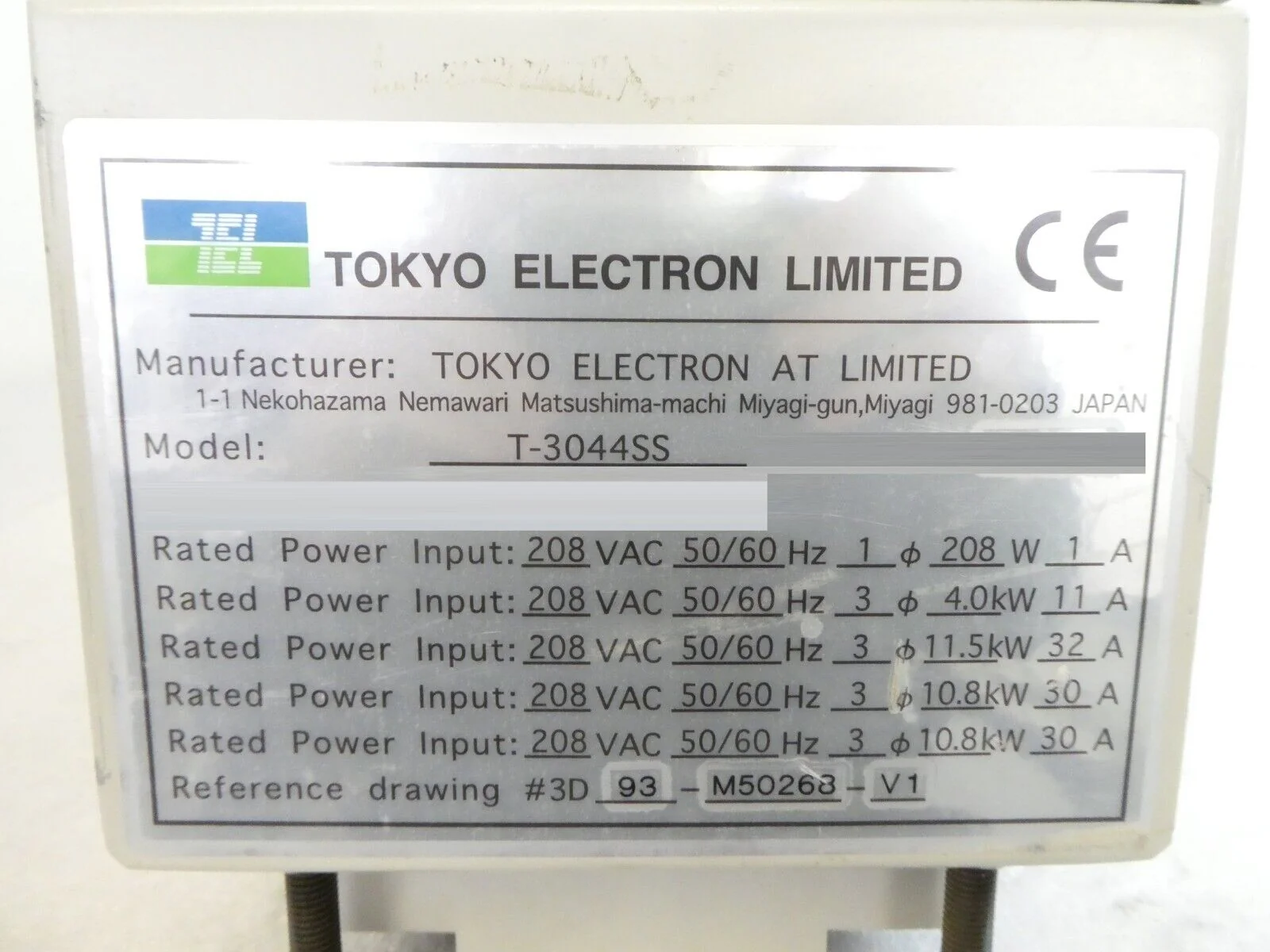 TEL Tokyo Electron 3D93-M50268-V1 Power Supply Unit T-3044SS Working Surplus - Image 9