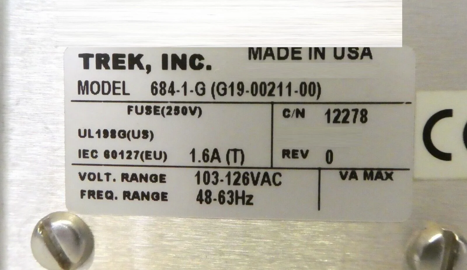 Trek 684-1-G ESC Electrostatic Chuck Power Supply G19-00211-00 Untested Surplus - Image 8