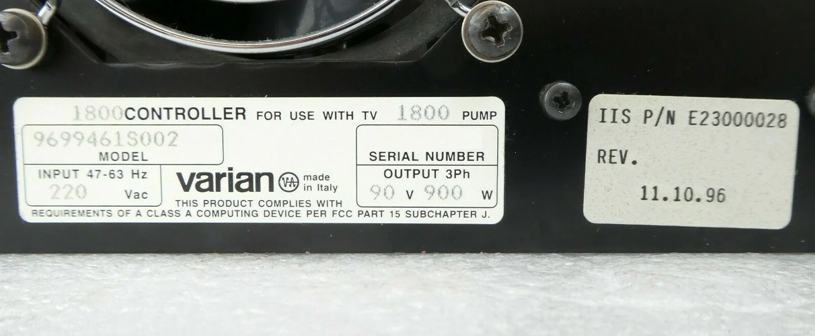 TV-1800 Varian 9699461S002 Turbo Pump Controller Turbo-V E23000028 Refurbished - Image 12