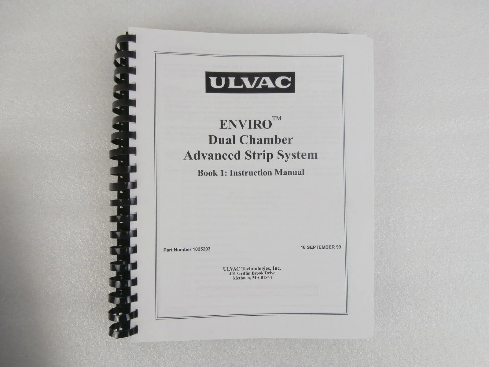 Ulvac Technologies Enviro II Dual Chamber Advanced RF Strip System Manual Set - Image 6