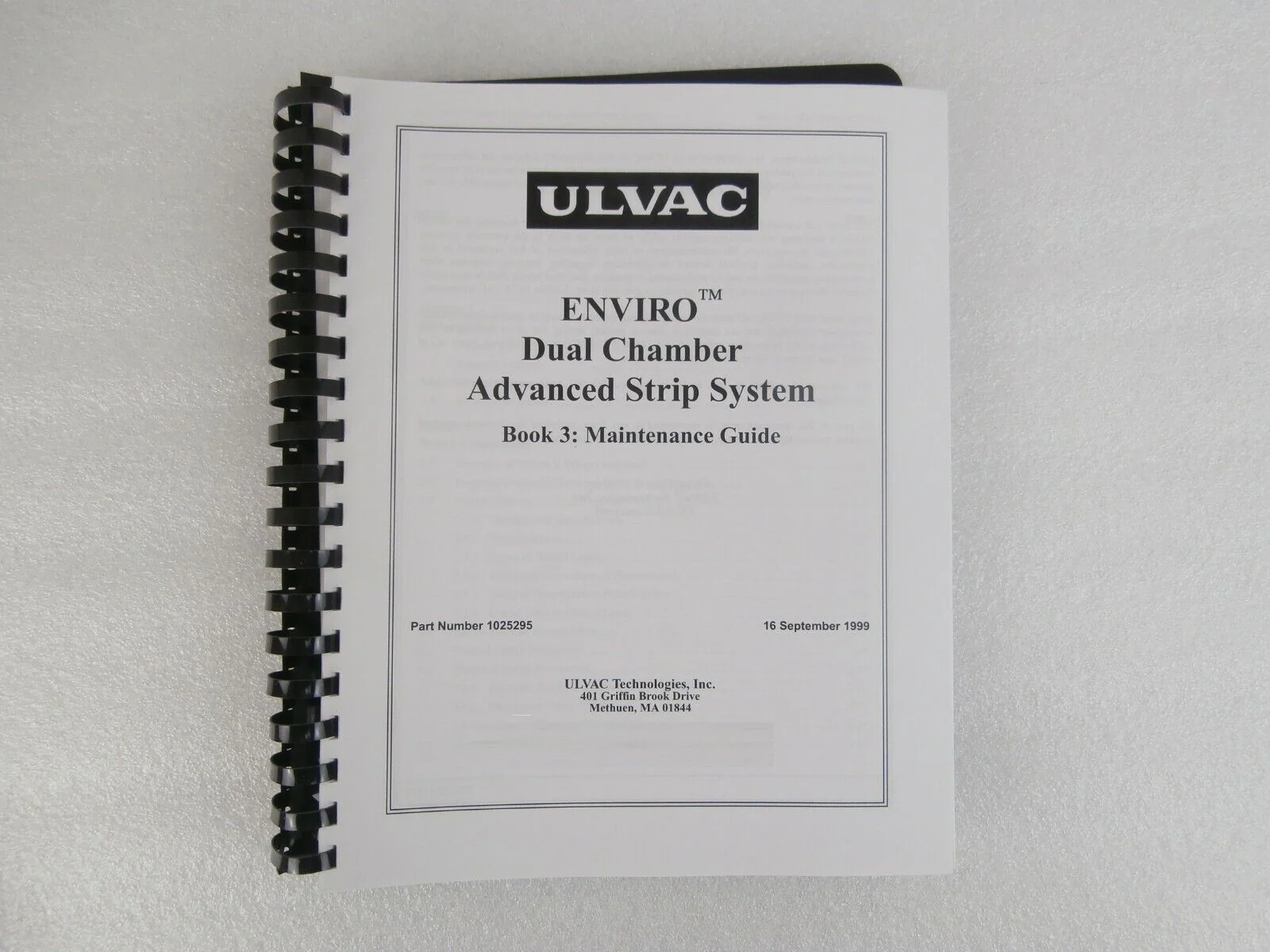Ulvac Technologies Enviro II Dual Chamber Advanced RF Strip System Manual Set - Image 8