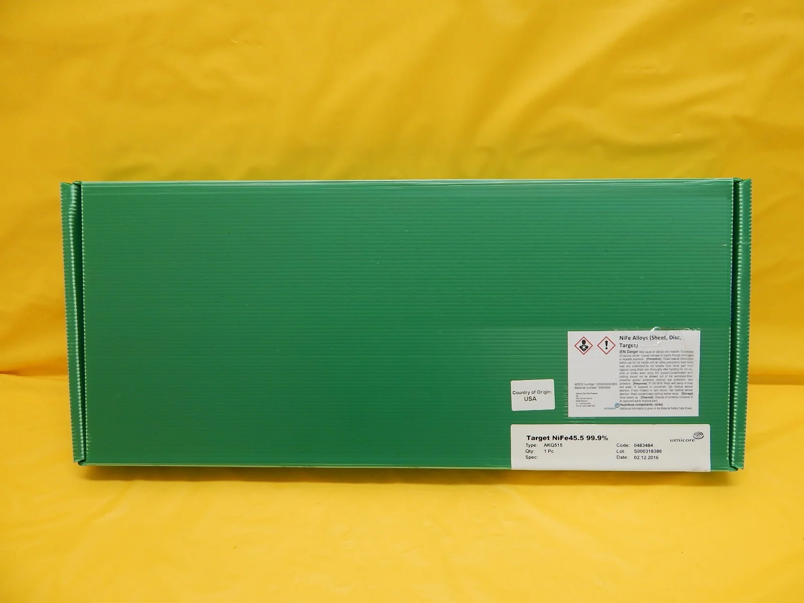 Umicore AKQ515 Planar Magnetron Sputtering Target Kit NiFe45.5 wt% New Surplus - Image 2