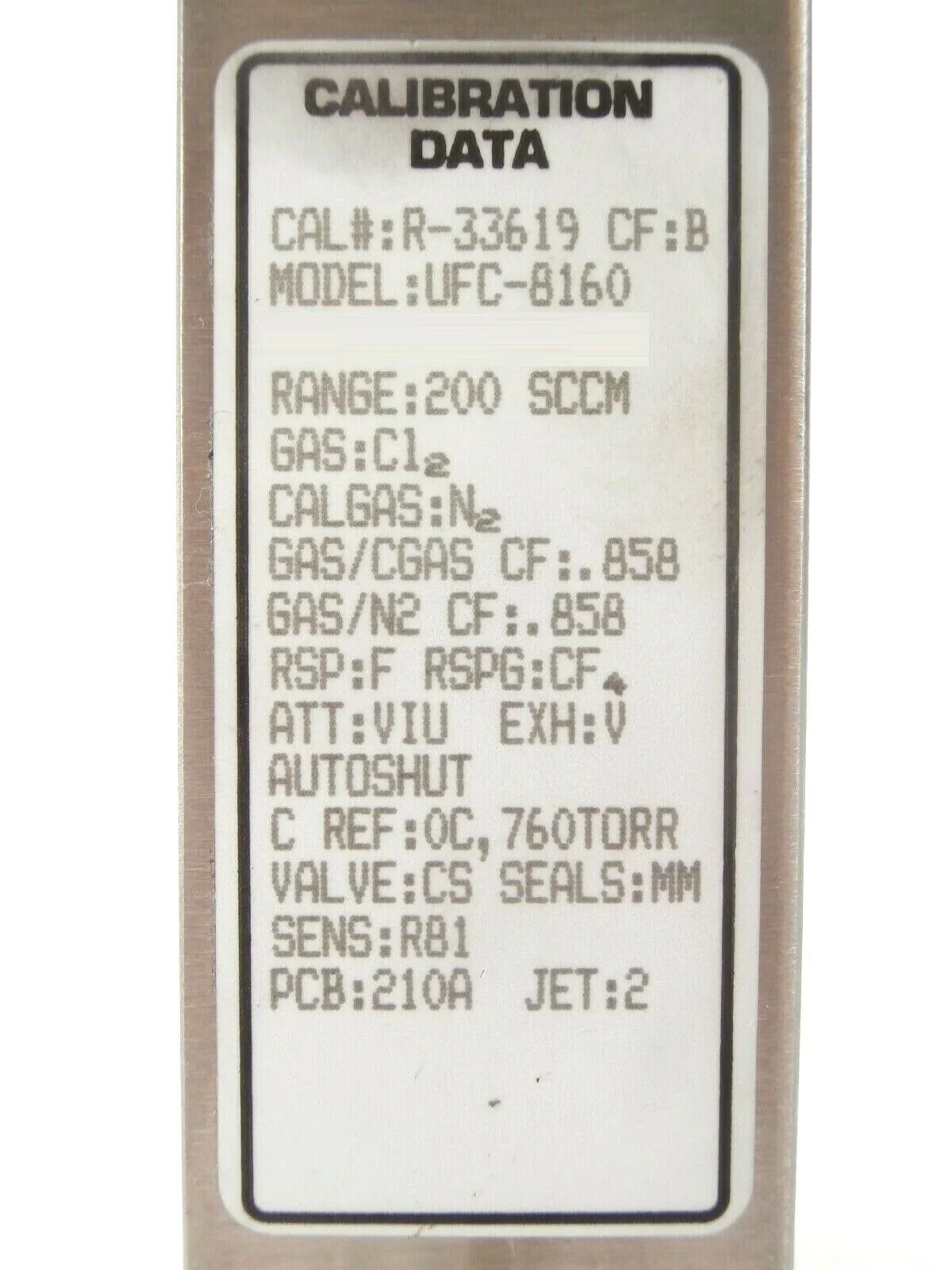 UNIT Instruments UFC-8160 Mass Flow Controller MFC 200 SCCM Cl2 Working Spare - Image 10