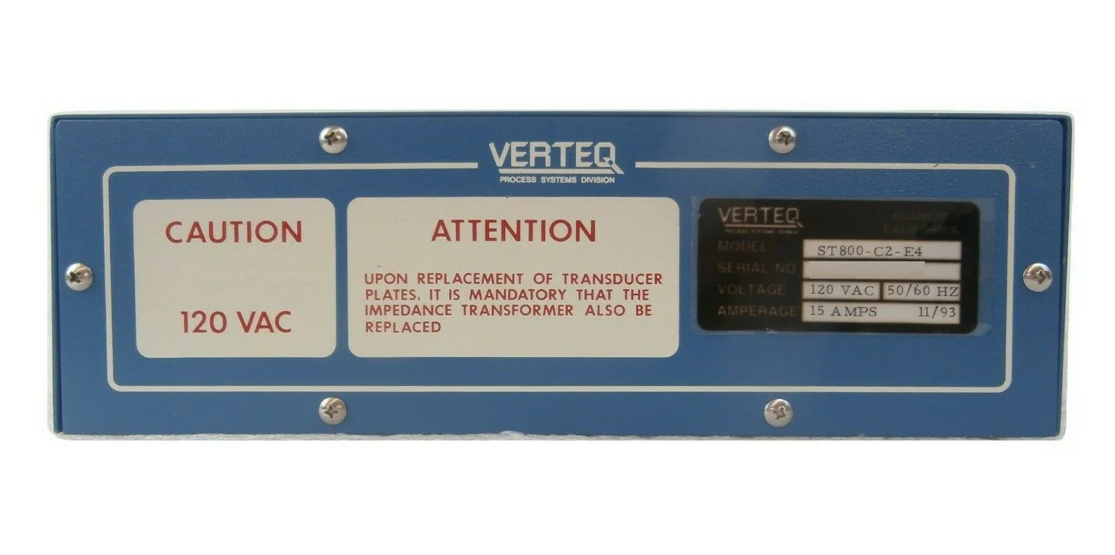 Verteq Process Systems ST800-C2-E4 RF Amplifier Working Surplus - Image 2