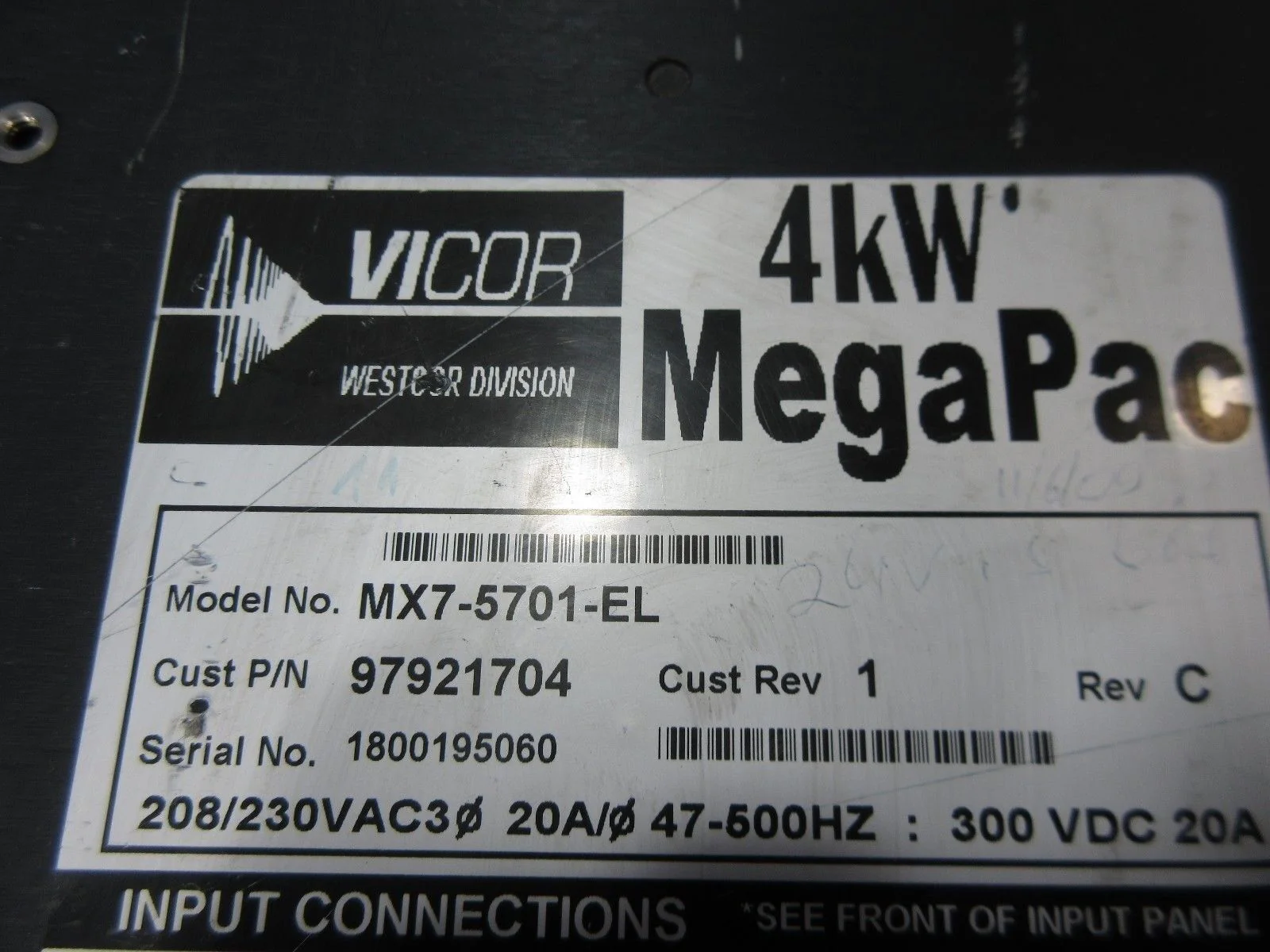 Vicor MX7-5701-EL Power Supply 4kW MegaPac Used Working - Image 2