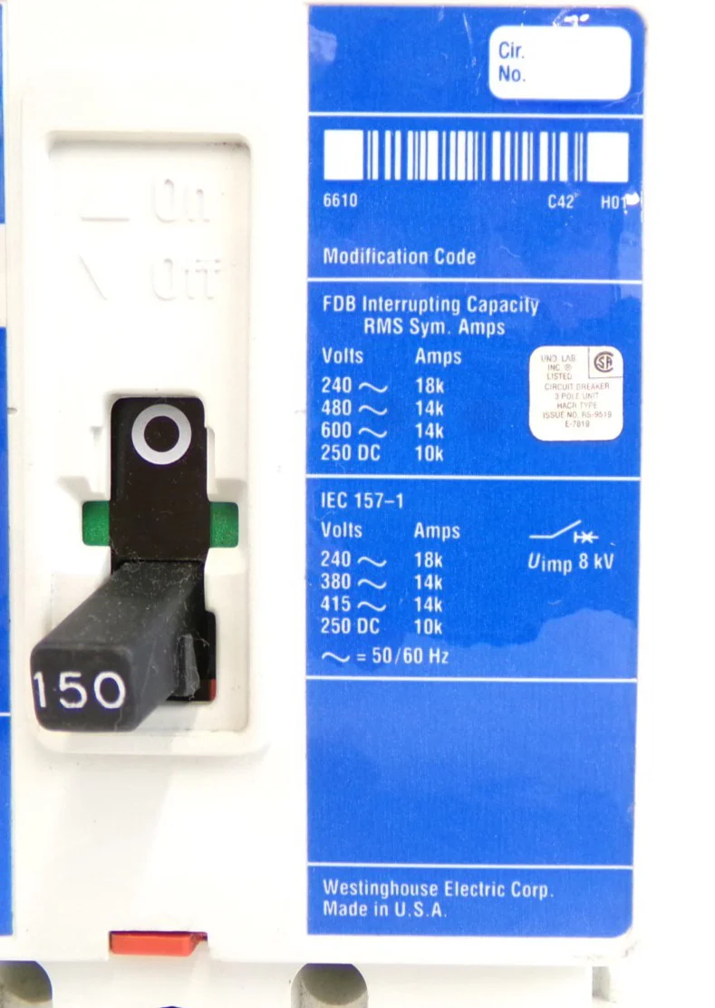 Westinghouse 6638C27G99 FDB 14k 3-Pole Industrial Circuit Breaker Working - Image 8