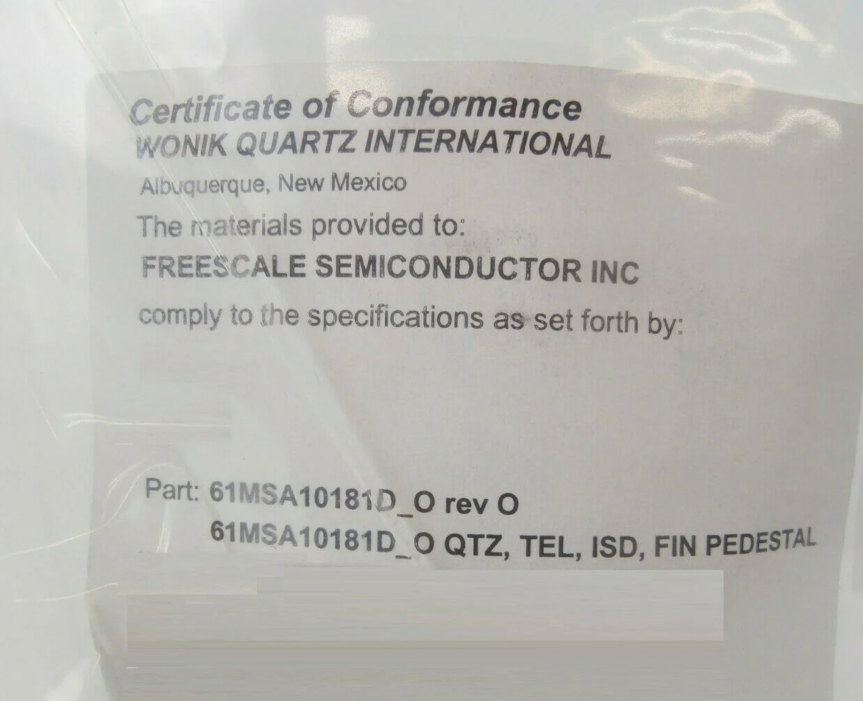 Wonik Quartz International 61MSA10181D ISD Fin Pedestal TEL Tokyo Electron New - Image 8