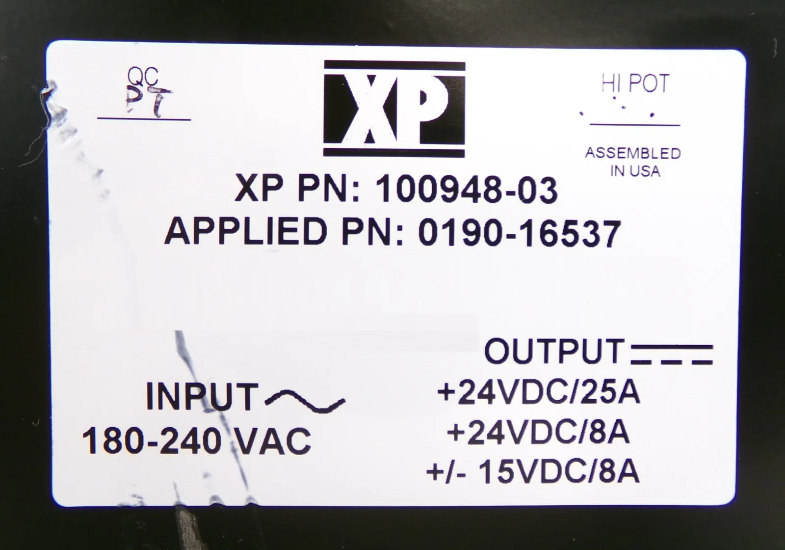 XP Power 100948-03 Power Supply AMAT Applied Materials 0190-16537 Working Spare - Image 9