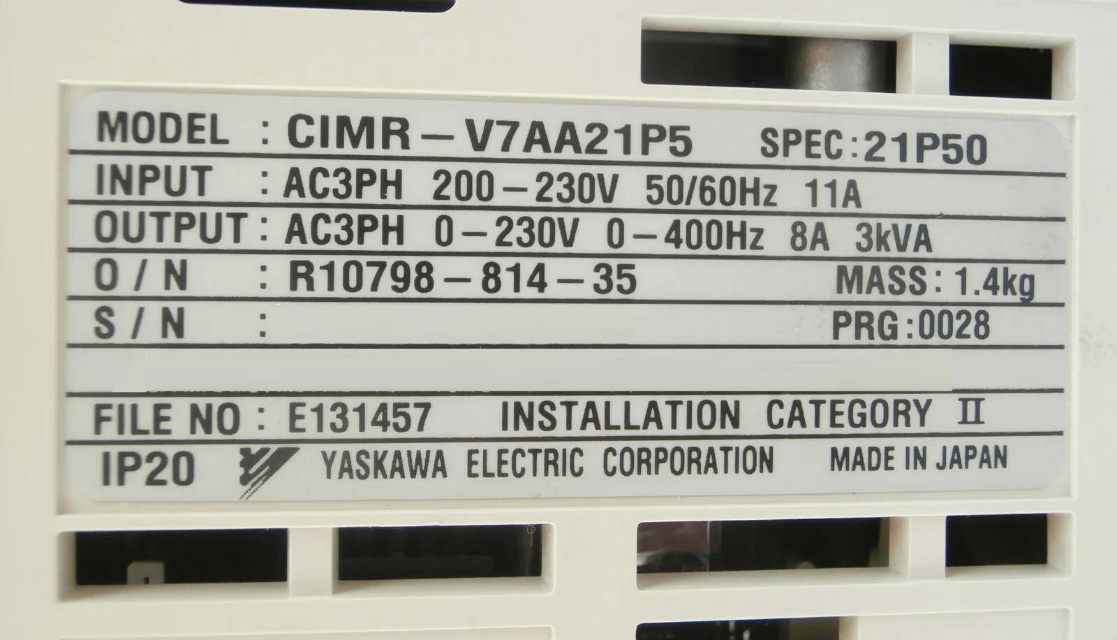 Yaskawa Electric CIMR-V7AA21P5 Inverter Drive VS Mini V7 Nikon NSR System Spare - Image 11
