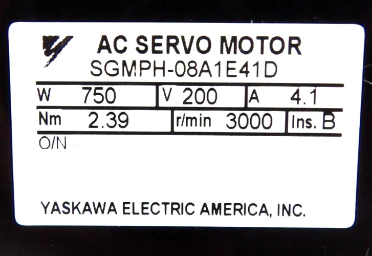 Yaskawa Electric SGMPH-08A1E41D 750W AC Servo Motor W/Absolute Encoder New Spare - Image 7