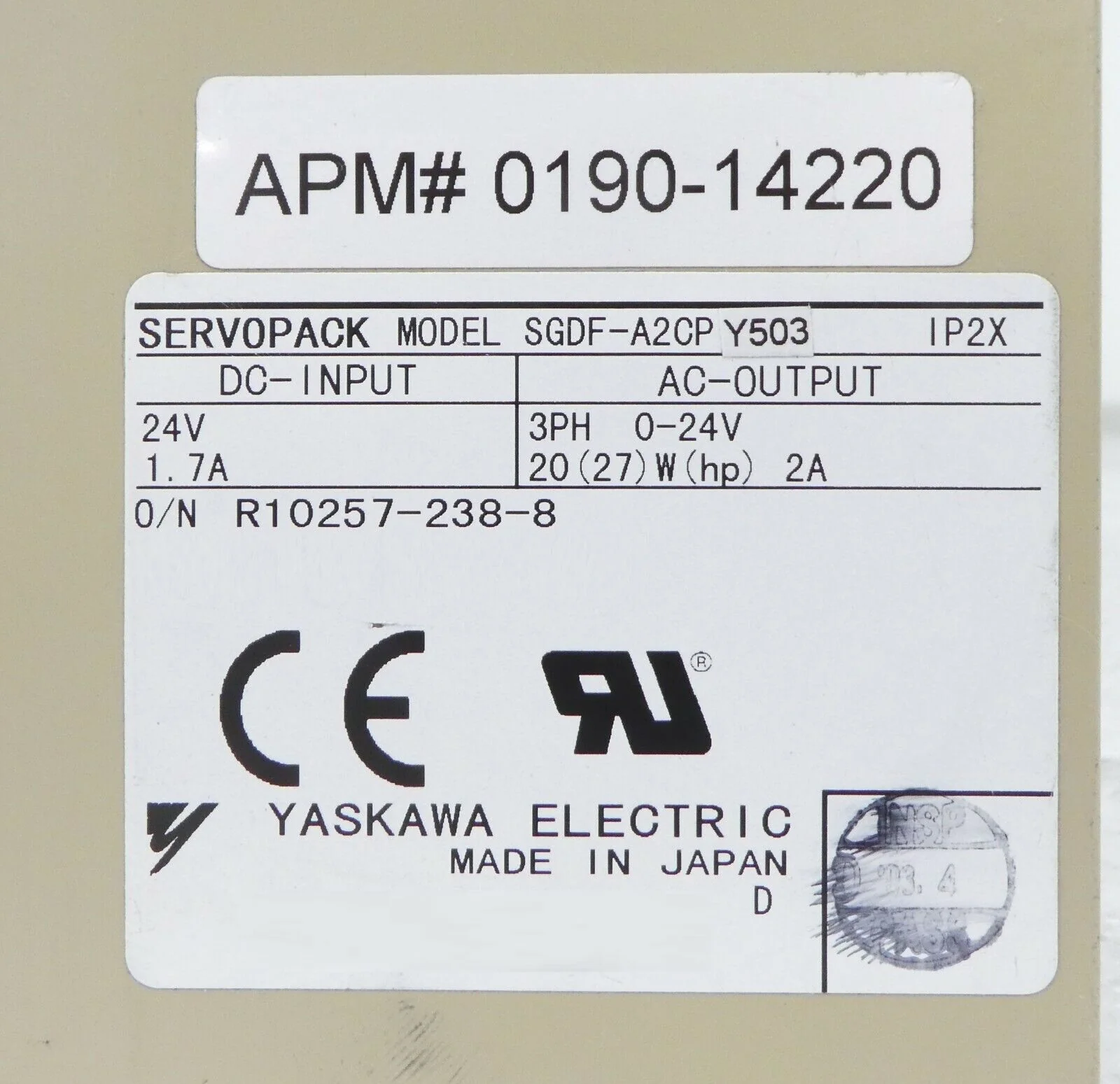 Yaskawa SGDF-A2CPY503 Driver AMAT Applied Materials 0190-14220 Producer Working - Image 7